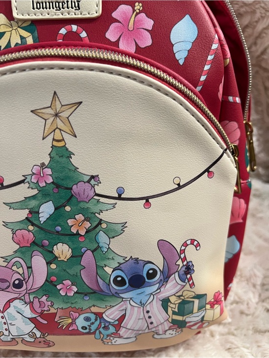 Disney Loungefly Lilo & Stitch Christmas Mini Backpack Holiday Stitch & Angel Pj main image 6